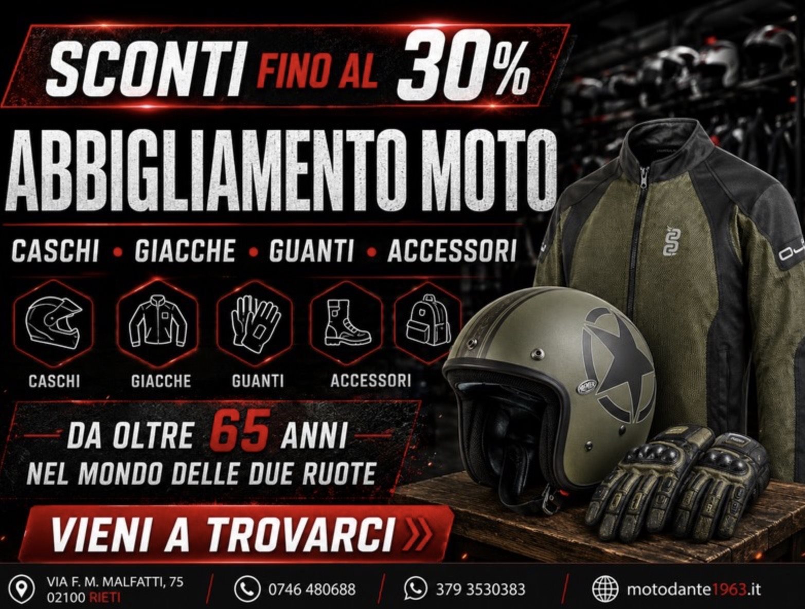 SUPER SCONTI FINO AL 30% SU ABBIGLIAMENTO MOTO